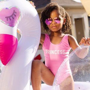 Baby and Toddler Girl PINK “PRINCESS” Swimsuit One Piece - 12 M  - 4T